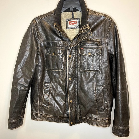 Levi Strauss & Co. Other - Levi's Mens Faux Leather Jacket with Sherpa Lining Brown Size Large